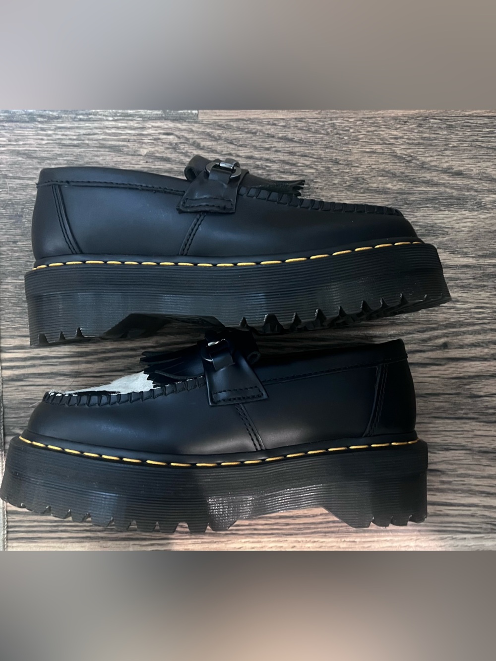 Dr. Martens Adrian Snaffle Quad Platform Loafer — Cow Print Hair On —UK5 / US W7 - Picture 5 of 8